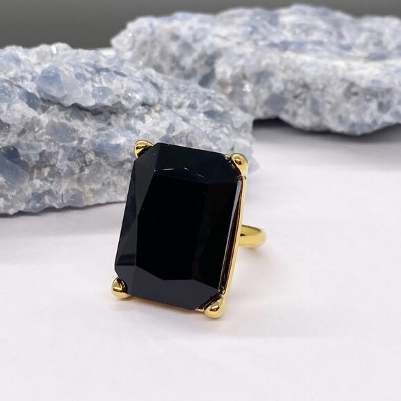 NEW Black Zirconium Stone Cocktail Ring - Picture 9 of 15
